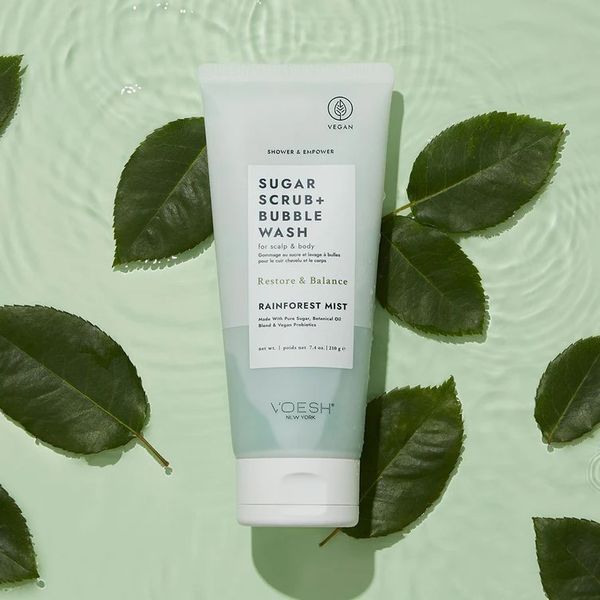 Цукровий скраб для шкіри голови та тіла "Тропічний ліс" Sugar Scrub+Bubble Wash For Scalp and Body Rainforest Mist VBS107RNF фото