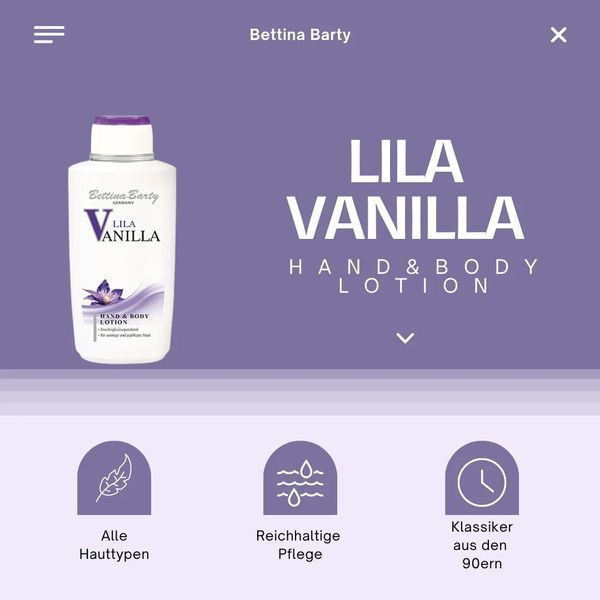 Лосьйон для рук і тіла "Фіолетова Ваніль" Bettina Barty LILA VANILLA Hand & Bodylotion 500 мл 0402 фото